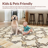Ultra Soft Area Rug, Non Slip, Stain Resistant, Washable Area Rugs for Living Room, Bedroom, Whimsical Earthy Trellis Aesthetic(Beige)