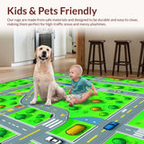 Ultra Soft Area Rug, Non Slip, Stain Resistant, Washable Area Rugs for Living Room, Bedroom, Interactive Roadway Exploration Theme(Green)