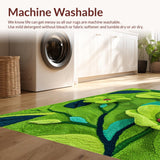 Ultra Soft Area Rug, Non Slip, Stain Resistant, Washable Area Rugs for Living Room, Bedroom, Whimsical Moss Green Bathroom Floral Mat(Green)