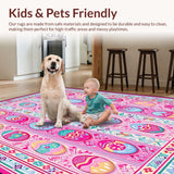 Ultra Soft Area Rug, Non Slip, Stain Resistant, Washable Area Rugs for Living Room, Bedroom, Bright Cheerful Decorative Aesthetic(Pink)