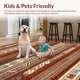 Ultra Soft Area Rug, Non Slip, Stain Resistant, Washable Area Rugs for Living Room, Bedroom, Elegant Linear Motif with Warmth(Brown)