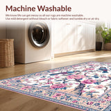 Ultra Soft Area Rug, Non Slip, Stain Resistant, Washable Area Rugs for Living Room, Bedroom, Fresh Springtime Floral Harmony(White)