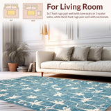 Ultra Soft Area Rug, Non Slip, Stain Resistant, Washable Area Rugs for Living Room, Bedroom, Chic Ribbon Knot Accent Rug Blue Bow Motif Decorative Plush Bath Mat(Blue)