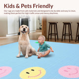Ultra Soft Area Rug, Non Slip, Stain Resistant, Washable Area Rugs for Living Room, Bedroom, Sunny Expressive Cartoonish Element(Blue)