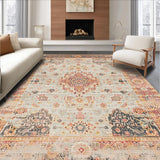 Ultra Soft Area Rug, Non Slip, Stain Resistant, Washable Area Rugs for Living Room, Bedroom, Chic Earthy Floral Aesthetic(Ivory)