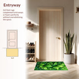 Ultra Soft Area Rug, Non Slip, Stain Resistant, Washable Area Rugs for Living Room, Bedroom, 3D Leaf Nature-Inspired Bath Rug for Boho Decor(Green)