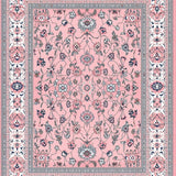 Ultra Soft Area Rug, Non Slip, Stain Resistant, Washable Area Rugs for Living Room, Bedroom, Luxurious Gray and Pink Trellis Pattern(Pink)
