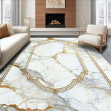 Ultra Soft Area Rug, Non Slip, Stain Resistant, Washable Area Rugs for Living Room, Bedroom, Ivory Gold Bedroom Area Rug for Minimalist Decor(White)