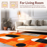 Ultra Soft Area Rug, Non Slip, Stain Resistant, Washable Area Rugs for Living Room, Bedroom, Chic Mid-Century Modern Artistry(Orange)