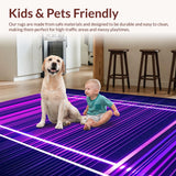 Ultra Soft Area Rug, Non Slip, Stain Resistant, Washable Area Rugs for Living Room, Bedroom, Bright Iridescent Kaleidoscopic Pattern(Purple)