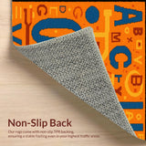 Ultra Soft Area Rug, Non Slip, Stain Resistant, Washable Area Rugs for Living Room, Bedroom, Vibrant Radial Alphabetic Inspiration(Orange)