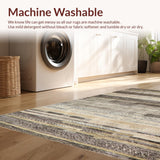 Ultra Soft Area Rug, Non Slip, Stain Resistant, Washable Area Rugs for Living Room, Bedroom, Sleek Neutral Hued Stripe Arrangement(Gray)