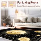 Ultra Soft Area Rug, Non Slip, Stain Resistant, Washable Area Rugs for Living Room, Bedroom, Starry Night Zodiac Patterned Elegance(Gold)