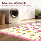 Ultra Soft Area Rug, Non Slip, Stain Resistant, Washable Area Rugs for Living Room, Bedroom, Rustic Garden-Inspired Floral Design(White)