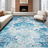 Ultra Soft Area Rug, Non Slip, Stain Resistant, Washable Area Rugs for Living Room, Bedroom, Serene Minimalist Diamond Pattern(Blue)
