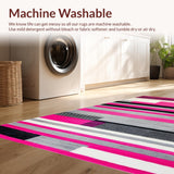 Ultra Soft Area Rug, Non Slip, Stain Resistant, Washable Area Rugs for Living Room, Bedroom, Striking Minimalist Graphic Lines(Pink)