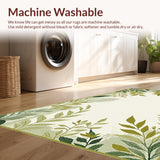 Ultra Soft Area Rug, Non Slip, Stain Resistant, Washable Area Rugs for Living Room, Bedroom, Chic Minimalist Leaf Pattern(Ivory)