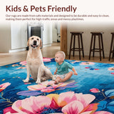 Ultra Soft Area Rug, Non Slip, Stain Resistant, Washable Area Rugs for Living Room, Bedroom, Cozy Earthy Symmetrical Patterns(Blue)