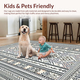 Ultra Soft Area Rug, Non Slip, Stain Resistant, Washable Area Rugs for Living Room, Bedroom, Luxurious Minimalist Graphic Composition(White)