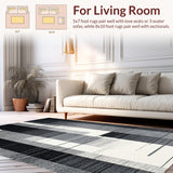 Ultra Soft Area Rug, Non Slip, Stain Resistant, Washable Area Rugs for Living Room, Bedroom, Minimalist Abstract Monochrome Artistry(Gray)