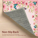 Ultra Soft Area Rug, Non Slip, Stain Resistant, Washable Area Rugs for Living Room, Bedroom, Vibrant Playful Floral Fantasy Style(Pink)