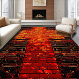 Ultra Soft Area Rug, Non Slip, Stain Resistant, Washable Area Rugs for Living Room, Bedroom, Sizzling Geometric Flow Design(Red)