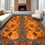 Ultra Soft Area Rug, Non Slip, Stain Resistant, Washable Area Rugs for Living Room, Bedroom, Chic Tropical Tiger Patterned Piece(Orange)