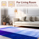 Ultra Soft Area Rug, Non Slip, Stain Resistant, Washable Area Rugs for Living Room, Bedroom, Elegant Ombre Flowing Motif(Blue)