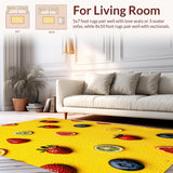 Ultra Soft Area Rug, Non Slip, Stain Resistant, Washable Area Rugs for Living Room, Bedroom, Playful Citrus Design Shower Soft Bath Rug(Yellow)