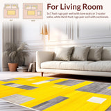 Ultra Soft Area Rug, Non Slip, Stain Resistant, Washable Area Rugs for Living Room, Bedroom, Modern Abstract Shape Arrangement(Yellow)