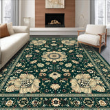 Ultra Soft Area Rug, Non Slip, Stain Resistant, Washable Area Rugs for Living Room, Bedroom, Dark Emerald Boho Chic Design(Green)
