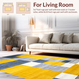 Ultra Soft Area Rug, Non Slip, Stain Resistant, Washable Area Rugs for Living Room, Bedroom, Chic Contemporary Lattice Design(Yellow)