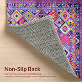 Ultra Soft Area Rug, Non Slip, Stain Resistant, Washable Area Rugs for Living Room, Bedroom, Contemporary Colorful Symmetrical Shapes(Purple)