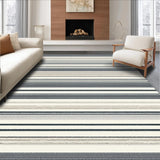 Ultra Soft Area Rug, Non Slip, Stain Resistant, Washable Area Rugs for Living Room, Bedroom, Elegant Neutral Striped Aesthetic(Black)