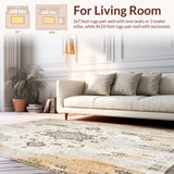 Area Featuring Vintage Medallion Design in Beige Tones(Beige)