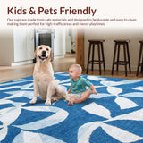 Ultra Soft Area Rug, Non Slip, Stain Resistant, Washable Area Rugs for Living Room, Bedroom, Sweet Cerulean Ribbon Accent Rug With Trendy Coquette Flair For Preppy Decor(Blue)