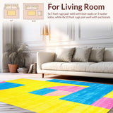 Ultra Soft Area Rug, Non Slip, Stain Resistant, Washable Area Rugs for Living Room, Bedroom, Stylish Artistic Multi-Patterned Visual(Yellow)