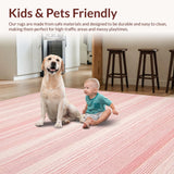 Ultra Soft Area Rug, Non Slip, Stain Resistant, Washable Area Rugs for Living Room, Bedroom, Artistic Blush Tasseled Design(Pink)