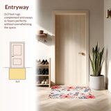 Ultra Soft Area Rug, Non Slip, Stain Resistant, Washable Area Rugs for Living Room, Bedroom, Neutral Floral Playroom Soft Faux Wool Area Carpet(Ivory)