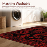 Ultra Soft Area Rug, Non Slip, Stain Resistant, Washable Area Rugs for Living Room, Bedroom, Colorful Dragon Fantasy Motif(Red)