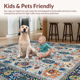 Ultra Soft Area Rug, Non Slip, Stain Resistant, Washable Area Rugs for Living Room, Bedroom, Chic Rustic Blooms on Grey Canvas(Gray)
