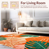 Ultra Soft Area Rug, Non Slip, Stain Resistant, Washable Area Rugs for Living Room, Bedroom, Elegant Geometric Leaf Arrangement(Orange)