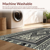 Ultra Soft Area Rug, Non Slip, Stain Resistant, Washable Area Rugs for Living Room, Bedroom, Vibrant Geometric Folk Art(Black)