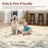 Ultra Soft Area Rug, Non Slip, Stain Resistant, Washable Area Rugs for Living Room, Bedroom, Elegant Boho Inspired Area With Low Pile Design(Beige)