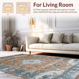 Ultra Soft Area Rug, Non Slip, Stain Resistant, Washable Area Rugs for Living Room, Bedroom, Muted Earthy Medallion Charm(Brown)