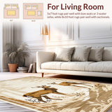 Ultra Soft Area Rug, Non Slip, Stain Resistant, Washable Area Rugs for Living Room, Bedroom, Chic Naturalist Sika Print(Beige)