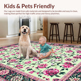 Ultra Soft Area Rug, Non Slip, Stain Resistant, Washable Area Rugs for Living Room, Bedroom, Trendy Cozy Color Block Design(Ivory)