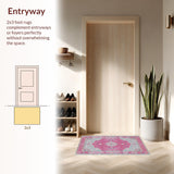 Ultra Soft Area Rug, Non Slip, Stain Resistant, Washable Area Rugs for Living Room, Bedroom, Bordered Pastel Bedroom Meditation Space Easy Cleaning Rug(Pink)