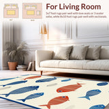 Rustic Beige Geometric Fish Theme(Beige)