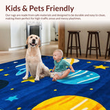 Ultra Soft Area Rug, Non Slip, Stain Resistant, Washable Area Rugs for Living Room, Bedroom, Galaxy Adventure Playful Aesthetic(Blue)